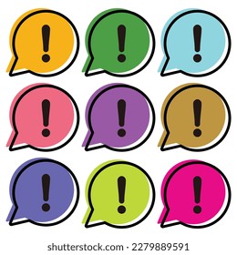 Vector set of danger signs, warning signs, attention signs, exclamation marks. Danger warning icon.