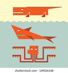 Vector set of dangerous wildlife.