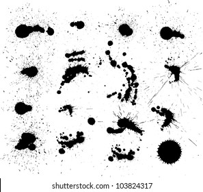 Vector set of dark blots on the white background