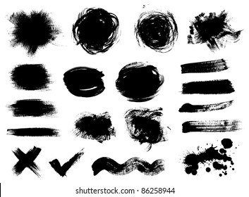 Vector set of dark blots on the white background