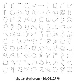 vector set of dashed line arrow icons