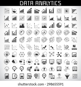 vector set of data analytics icons, big data icons