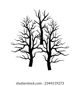 Vector set of dead wild tree silhouette.
