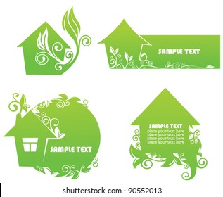 vector set of decorated houses look like message boards