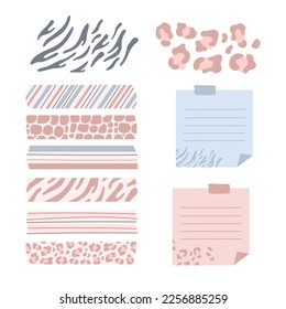 Conjunto vectorial de cintas y pegatinas de decoración.