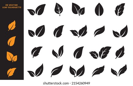 Vector set of decorative autumn leaf silhouettes.