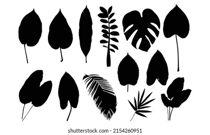 Vektorset mit dekorativen Herbstblattsilhouetten.