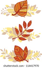 Vector set of decorative autumn leaves compositions