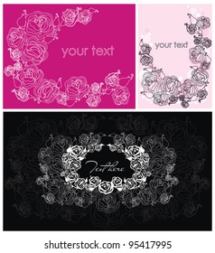 vector set of decorative backgrounds with ornamental rose flowers