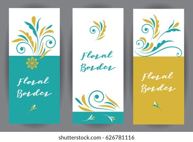 Vector set decorative card. Elegant element for design template, place for text. Floral border. Lace decor for birthday and greeting card, wedding invitation.