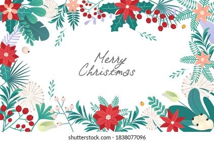 vector set decorative christmas plants or floral petals in white background. christmas festive texture greetings card. seasonal backdrop, winter holiday background.