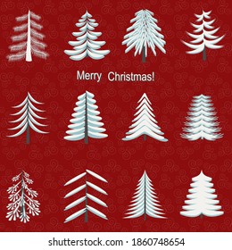 Juego de vectores de árbol de Navidad decorativo. Patrón de Año Nuevo. Ilustración de fondo del vector
 
 