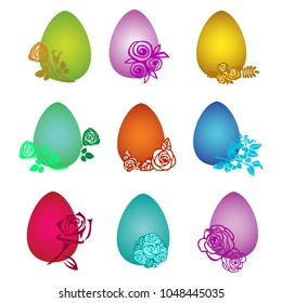 vector set of decorative colored Easter eggs on a white background