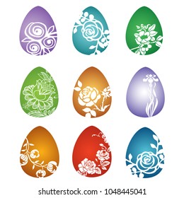 vector set of decorative colored Easter eggs on a white background