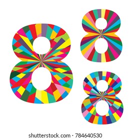Vector set of decorative colorful number 8