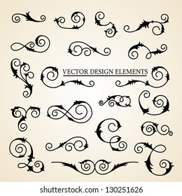 Vector set of decorative curly design elements