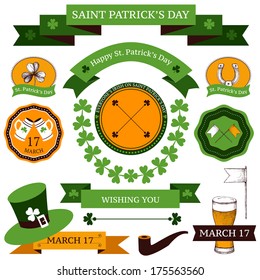 Vector set of decorative design elements for Saint Patrick's day.