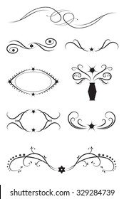 Vector set of decorative design elements (frames, borders, dividers). Can be used to decorate a page in a book, greeting card, invitation or a menu.