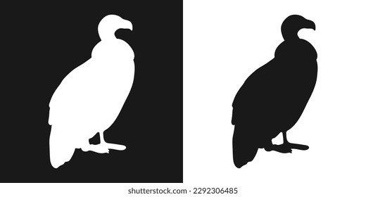 Vector set of decorative, detailed, isolated vultures in black on a white background