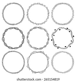 vector set of decorative, doodle, floral wreathes.