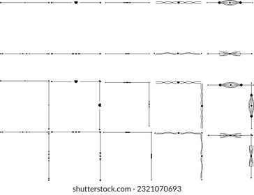 Vector set of decorative elements, borders and borders, page rules.