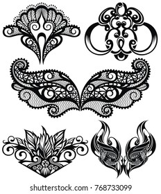 Vector set of decorative elements. Collection of lace patterns