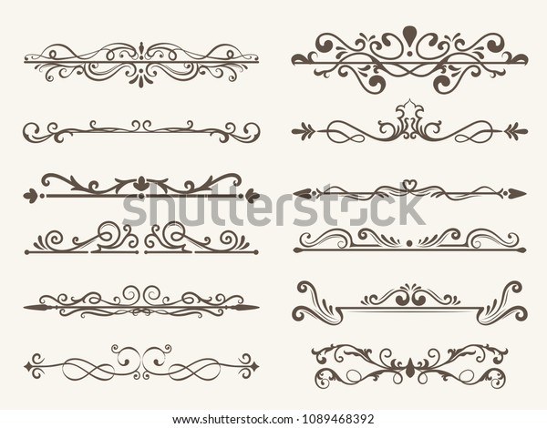 Vector set of decorative elements,  frame and line\
vintage style
