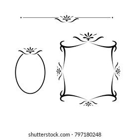 Vector set of decorative elements. Frames, corner, page rule. 