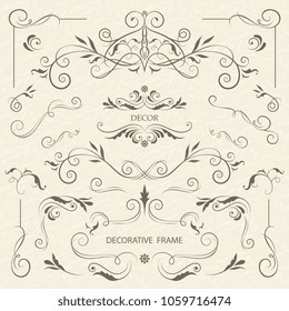 Vector set of decorative elements. Ornate decor 
 for save the date, birthday, greeting card, wedding invitation, leaflet, poster, certificate, thank you message