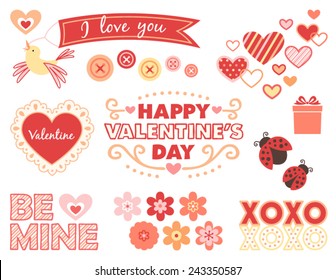 Vector Set of  Decorative Elements for Valentine's Day