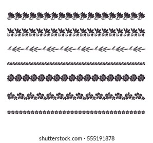 Vector set of decorative floral ornament in black and white shapes