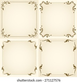 Vector set of decorative floral vintage frame for design.