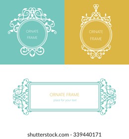Vector set decorative frame. Elegant element for design template, place for text.Floral border. Lace decor for birthday and greeting card, wedding invitation.