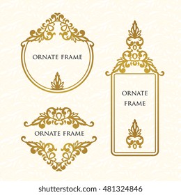 Vector set  decorative frame. Elegant element for design template, place for text.Floral border. Lace decor for birthday and greeting card, wedding invitation.