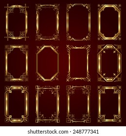 Vector set of decorative golden frames