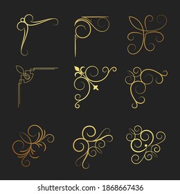 Vector set of decorative hand drawn elements, border, frame with floral elements for design of invitation, greeting, wedding, gift card, certificate, diploma, voucher. Page decoration in vintage style