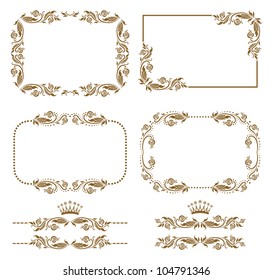 Vector set of decorative horizontal elements, border and frame. Basic elements are grouped.