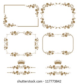 Vector set of decorative horizontal elements, border and frame.  Page decoration.