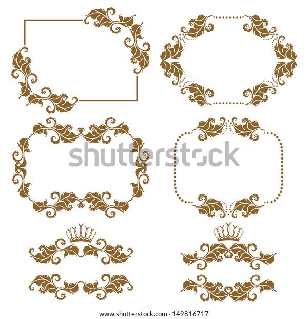 Vector set of decorative horizontal elements,\
border and frame.  Page\
decoration.