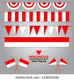 Vector set for decorative Indonesia flag 