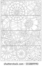 Vector set of decorative monochrome bookmarks