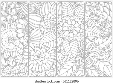 Vector set of decorative monochrome bookmarks