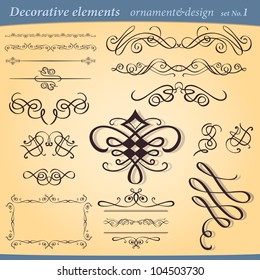 Vector set of decorative ornament ant design elements for layout and illustration