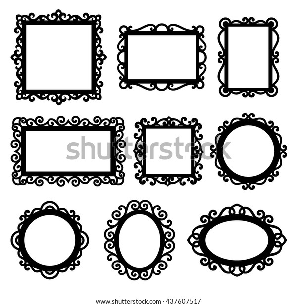 装飾的な枠シルエットのベクター画像セット のベクター画像素材 ロイヤリティフリー