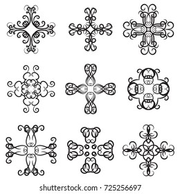 Vector set of decorative ornaments calligraphy swirl  line graphic designs, Tribal tattoo illustration