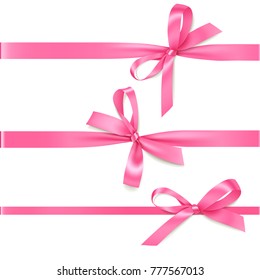 Vector Set Decorative Pink Bows Horizontal Stock Vector (Royalty Free ...