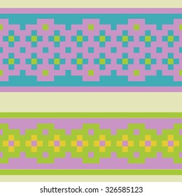 Vector set of decorative ribbons, braids with an ornament in folk style