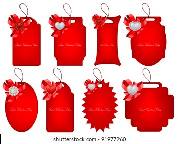 vector set of decorative Saint Valentine's tags with hearts