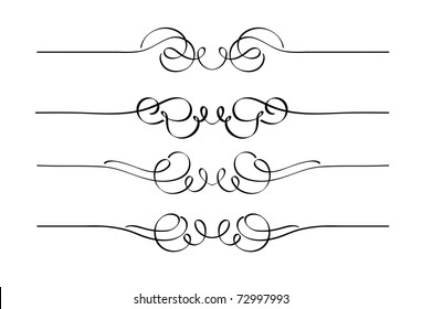 Vector set of decorative swirl ornament page rules