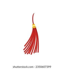 Vector set of decorative tassels of different colors and shapes.